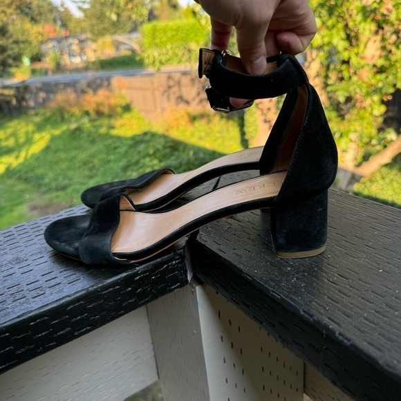 J. Crew Factory Women’s Black Suede Block Heel Sandals Size 8.5 - Picture 4 of 8